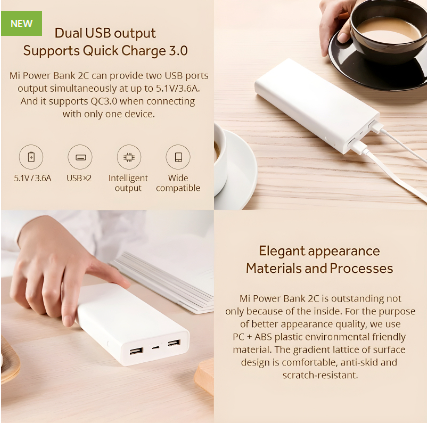 MI Powerbank High-Capacity 20000mAh Portable Fast Charging Powerbank With Dual USB Outputs