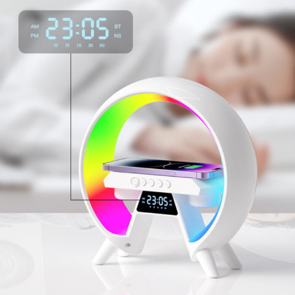 BT-3401 LED Display Wireless Phone Charger Bluetooth Speaker With Seven Color Selections, Alarm Clock, FM Radio